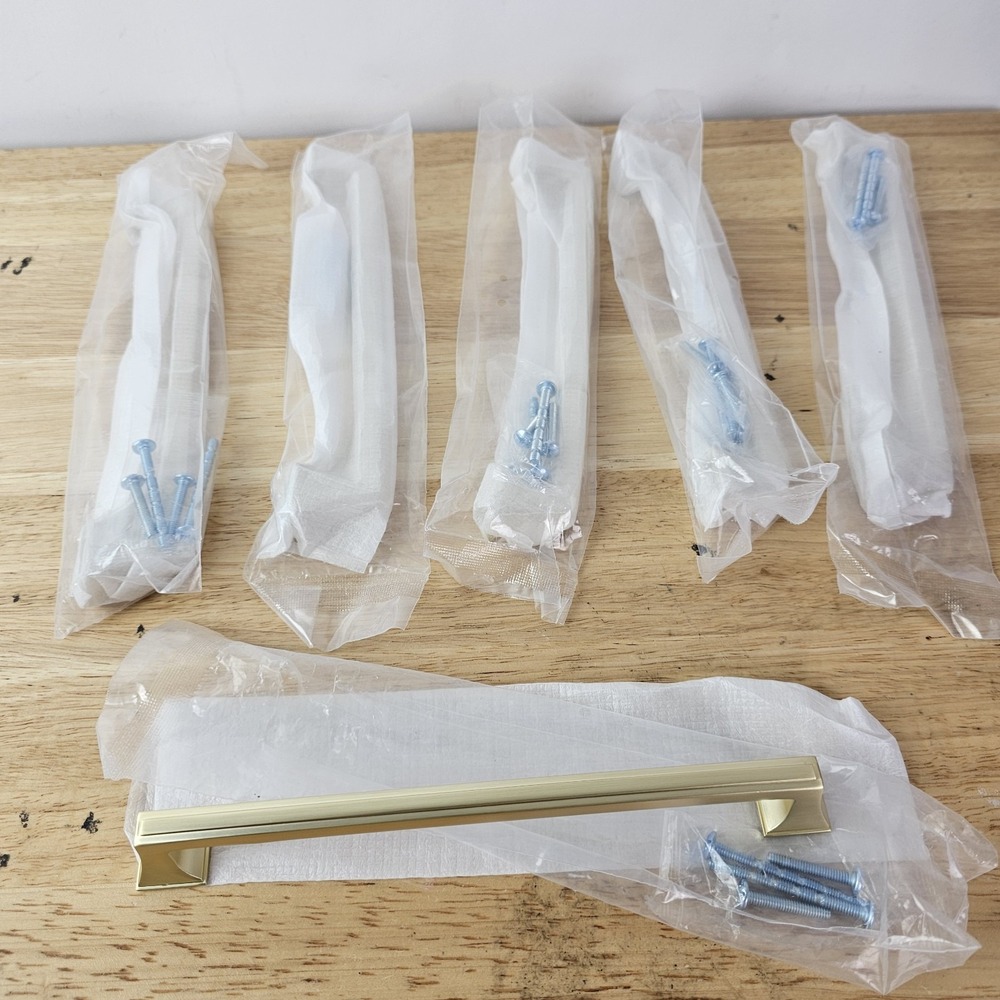 6 Pack Brushed‎ Gold 8 inch Hole Centers Kitchen Cabinet Pulls